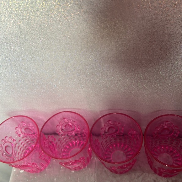 4 cups pink luxury barbiecore plastic 50s design cute neon see through stackable - Picture 5 of 9